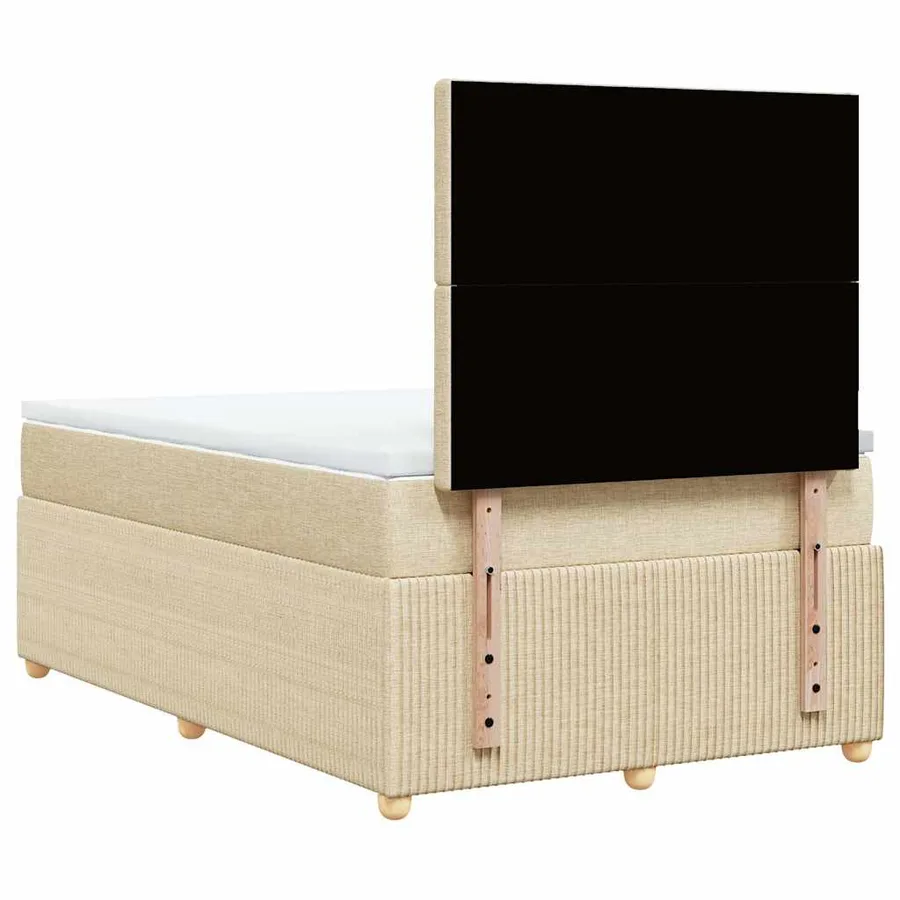 Sommier à lattes de lit avec matelas crème 120x190 cm tissu - 6