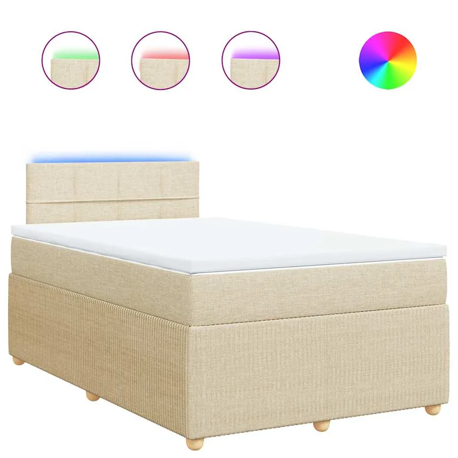 Sommier à lattes de lit avec matelas crème 120x190 cm tissu - 2