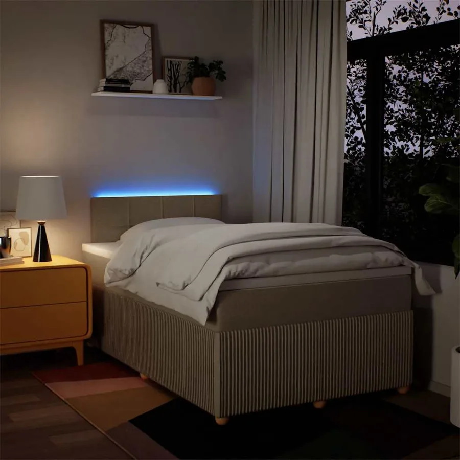 Sommier à lattes de lit avec matelas crème 120x190 cm tissu - 5