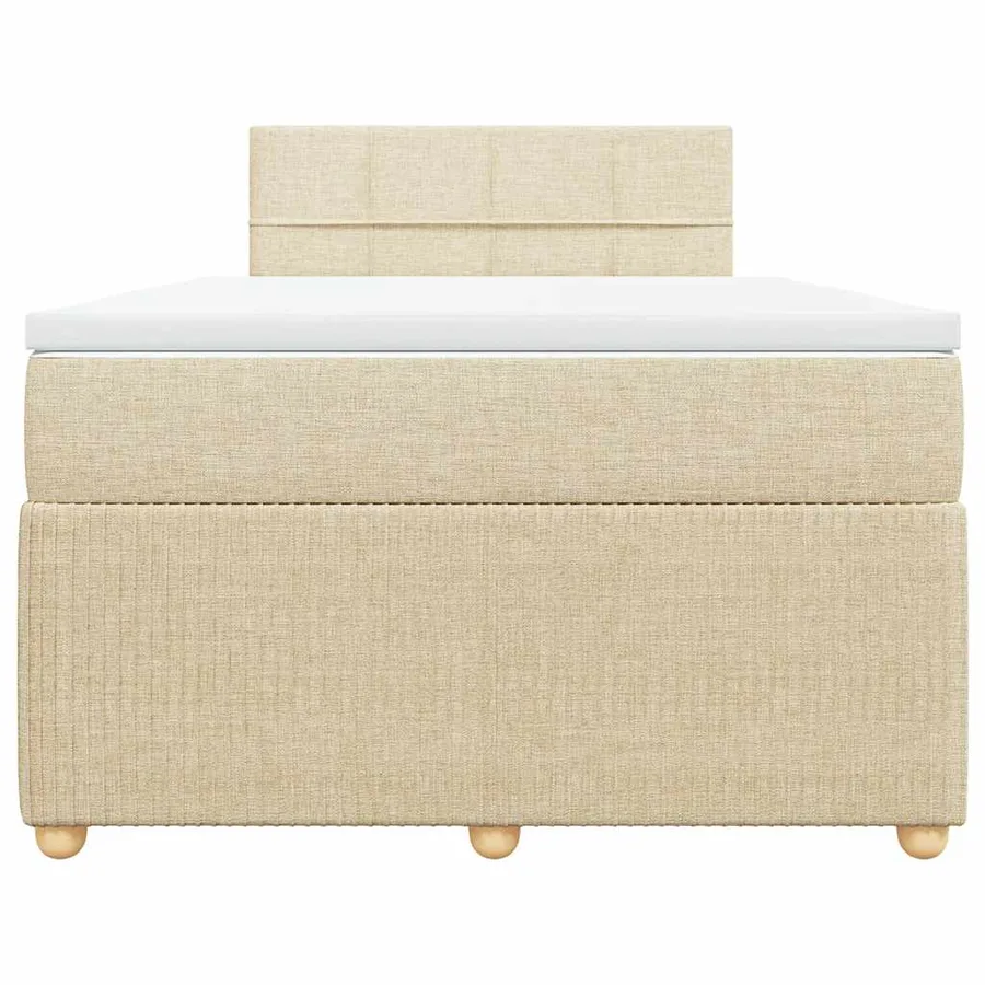 Sommier à lattes de lit avec matelas crème 120x190 cm tissu - 6