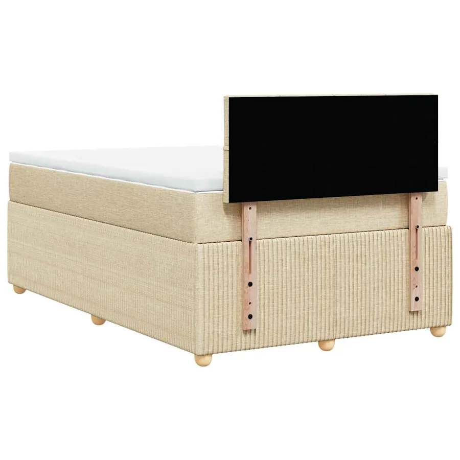 Sommier à lattes de lit avec matelas crème 120x190 cm tissu - 8