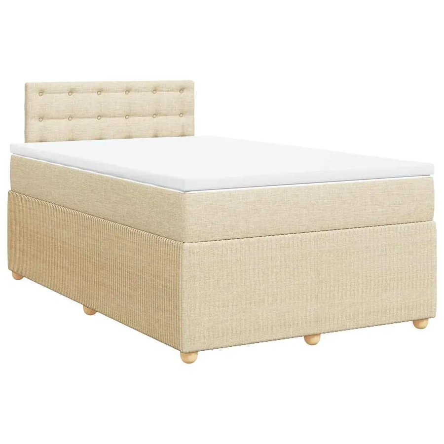 Sommier à lattes de lit avec matelas crème 120x190 cm tissu - 3
