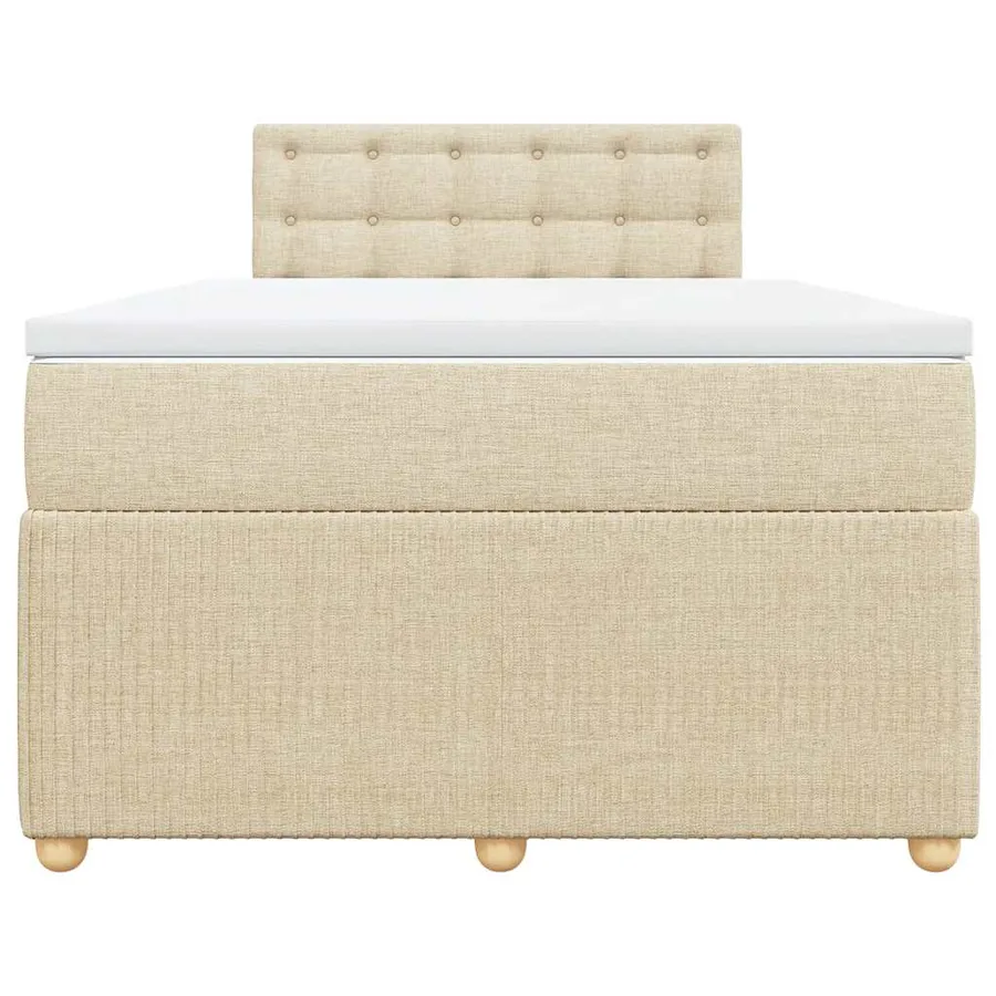 Sommier à lattes de lit avec matelas crème 120x190 cm tissu - 6