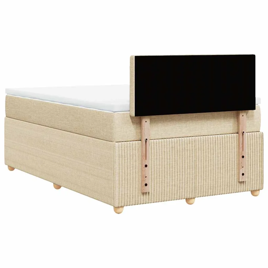 Sommier à lattes de lit avec matelas crème 120x190 cm tissu - 8