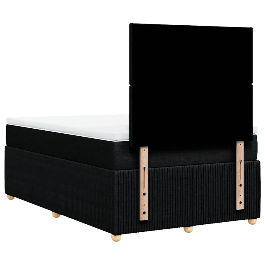 Sommier à lattes de lit avec matelas noir 120x190 cm tissu - 6