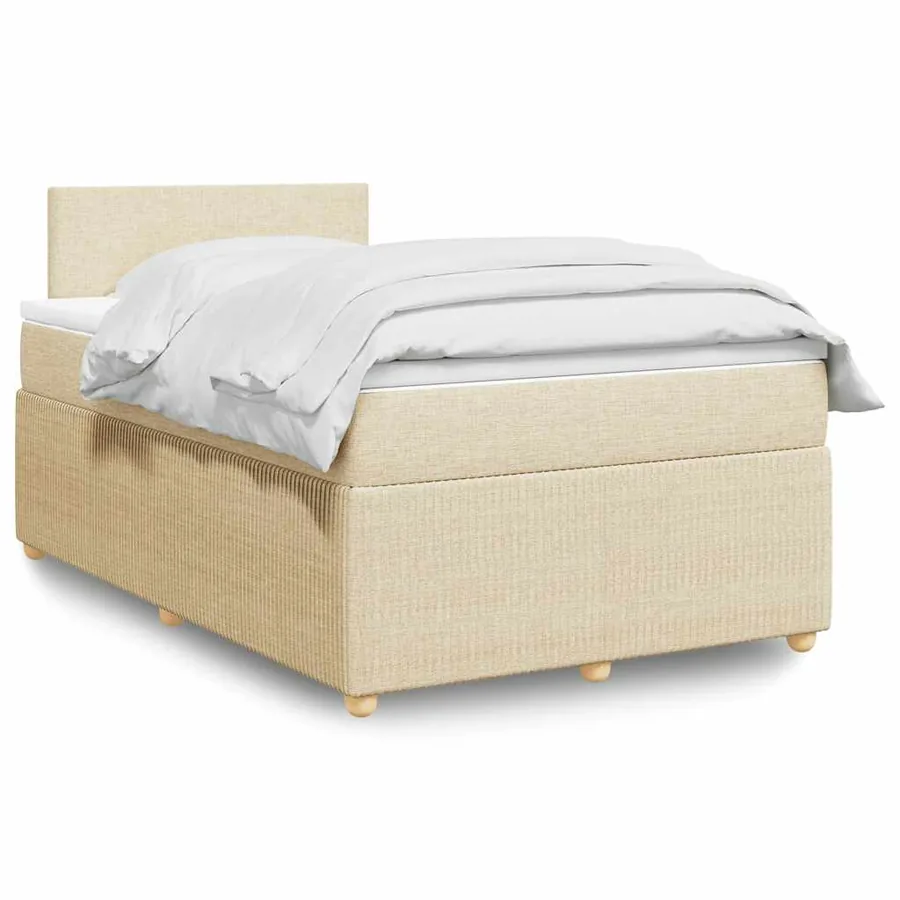 Sommier à lattes de lit avec matelas crème 120x190 cm tissu