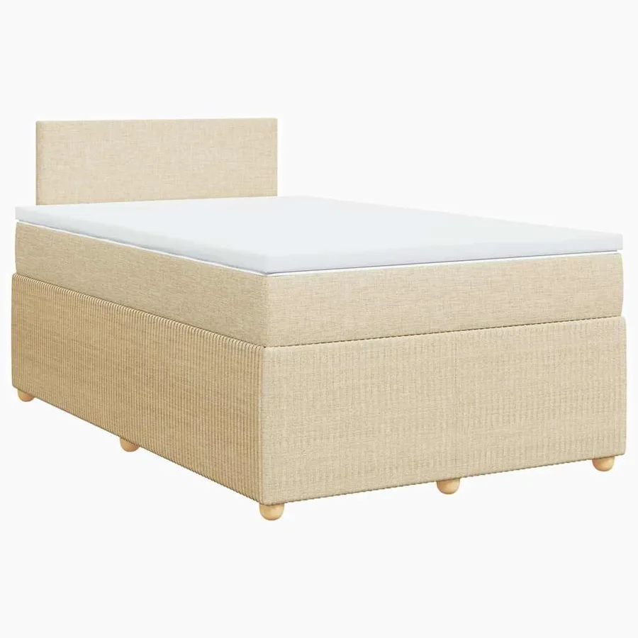 Sommier à lattes de lit avec matelas crème 120x190 cm tissu - 2