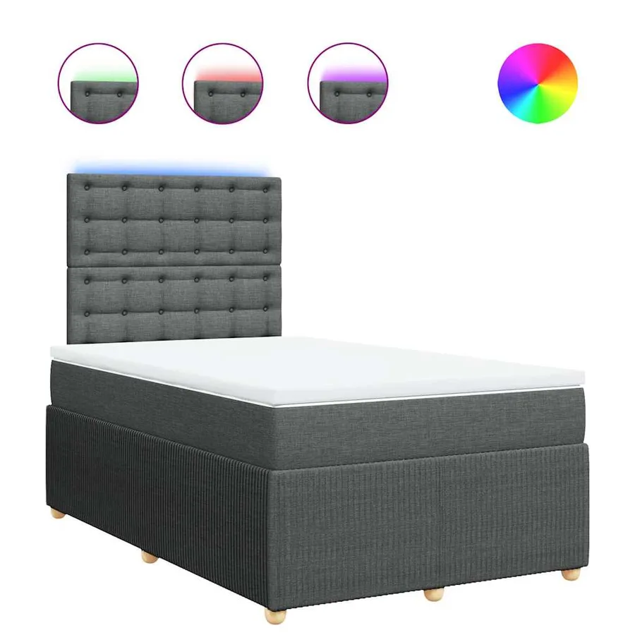 Sommier à lattes de lit avec matelas gris foncé 120x190cm tissu - 2