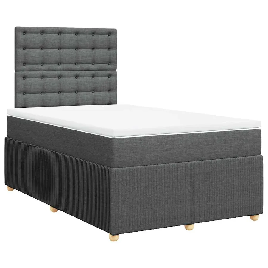 Sommier à lattes de lit avec matelas gris foncé 120x190cm tissu - 3