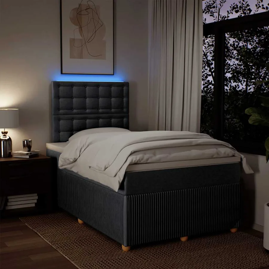 Sommier à lattes de lit avec matelas gris foncé 120x190cm tissu - 4