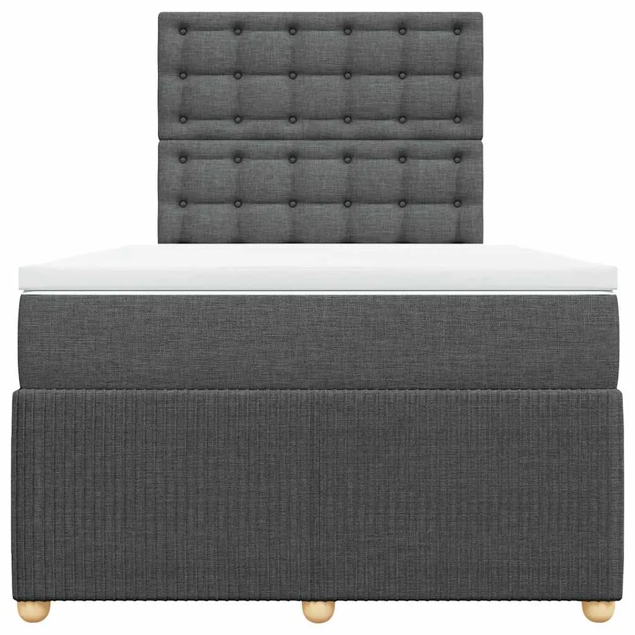 Sommier à lattes de lit avec matelas gris foncé 120x190cm tissu - 6