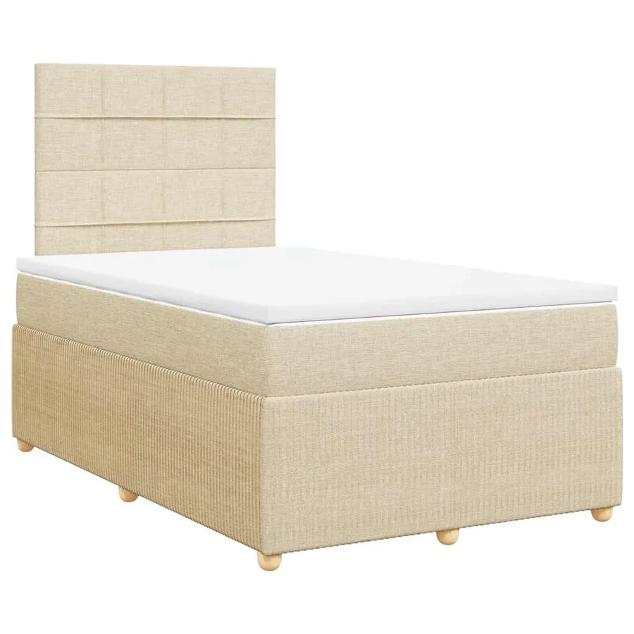 Sommier à lattes de lit avec matelas crème 120x190 cm tissu - 2