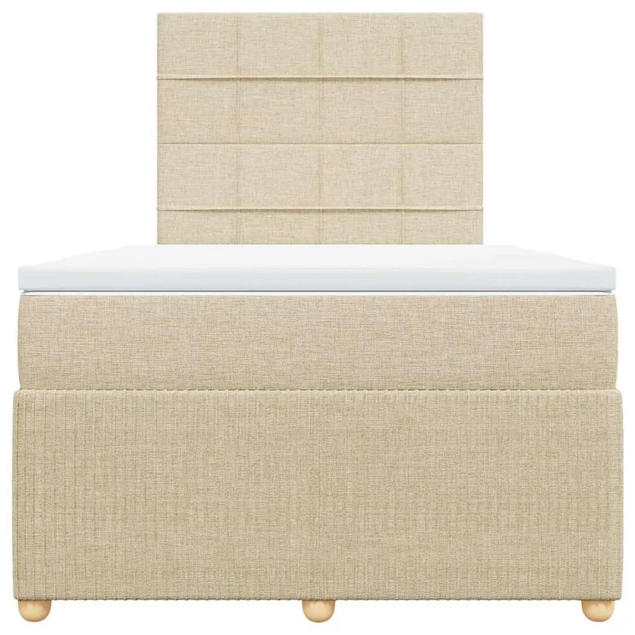 Sommier à lattes de lit avec matelas crème 120x190 cm tissu - 4