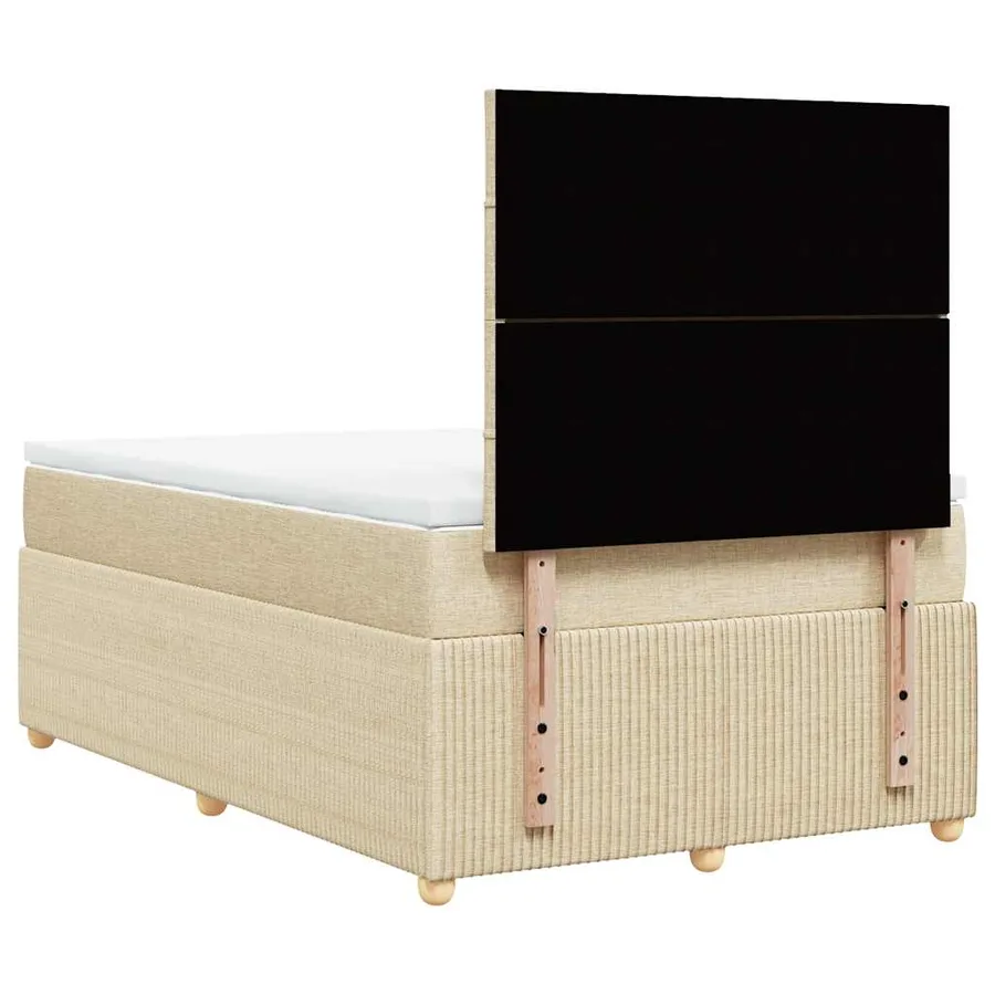 Sommier à lattes de lit avec matelas crème 120x190 cm tissu - 6