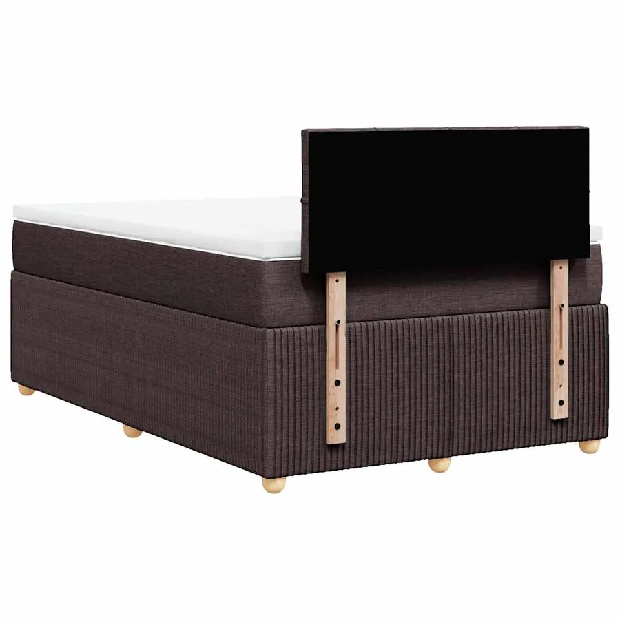 Sommier à lattes de lit et matelas marron foncé 120x190cm tissu - 8