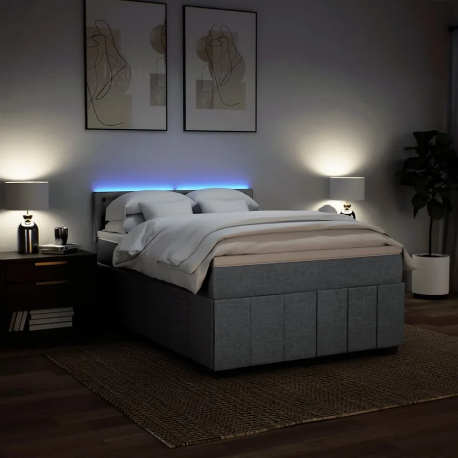Sommier à lattes de lit avec matelas Gris clair 160x200cm Tissu - 5