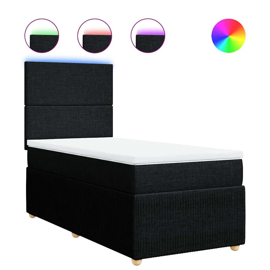 Sommier à lattes de lit avec matelas Noir 90x200 cm Tissu - 2