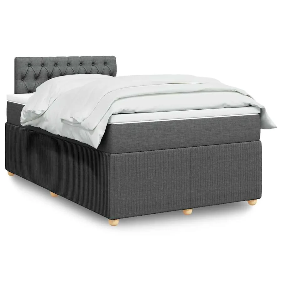 Sommier à lattes de lit avec matelas gris foncé 120x190cm tissu