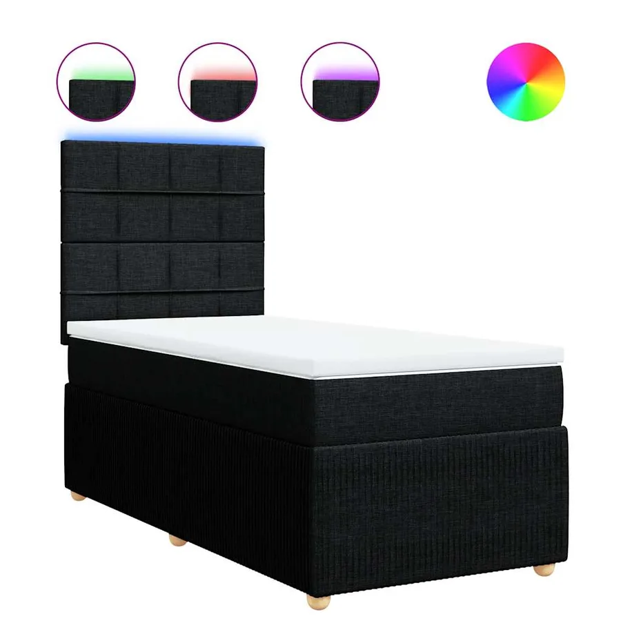 Sommier à lattes de lit avec matelas Noir 90x200 cm Tissu - 2