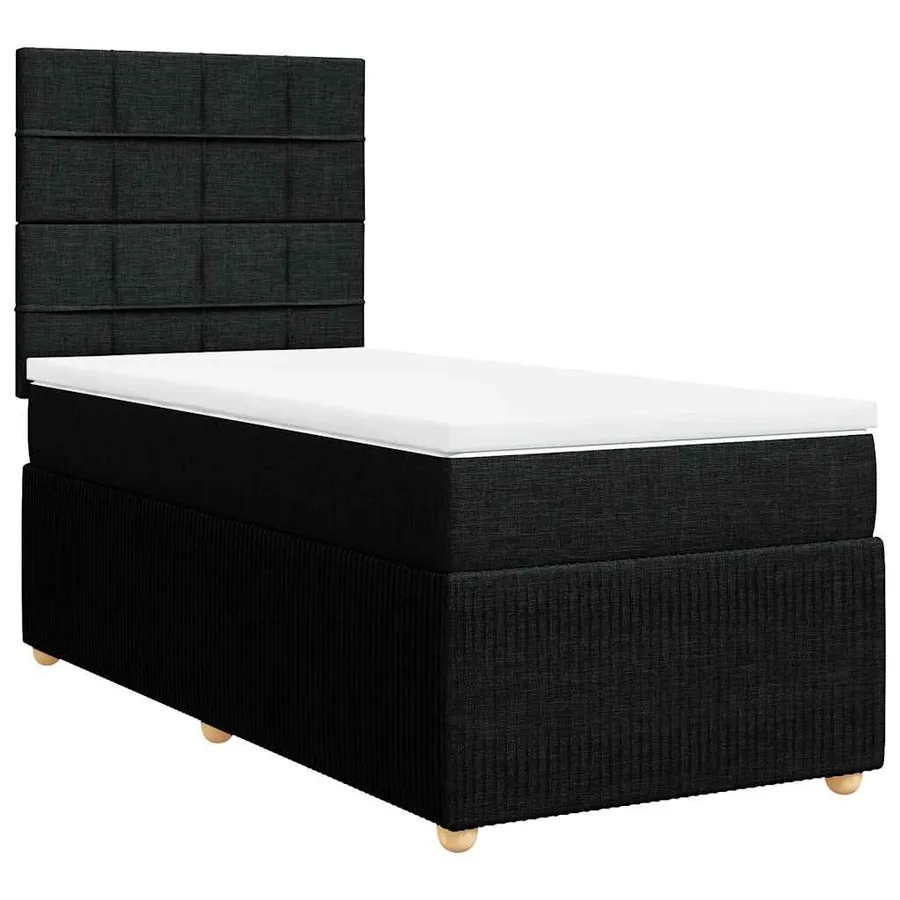 Sommier à lattes de lit avec matelas Noir 90x200 cm Tissu - 3