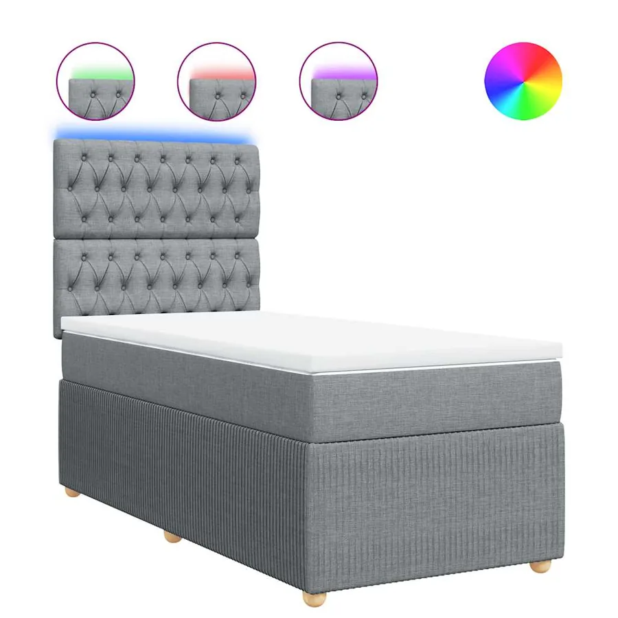 Sommier à lattes de lit avec matelas Gris clair 100x200cm Tissu - 2