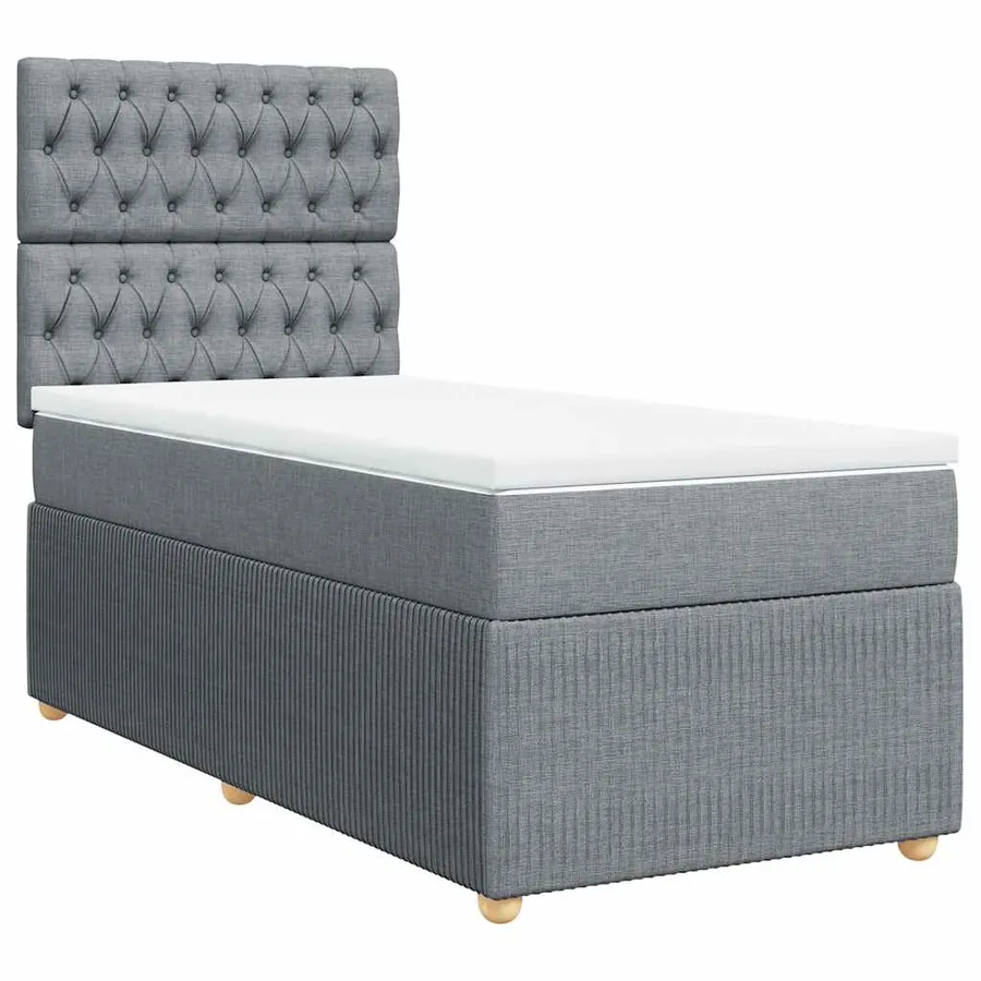 Sommier à lattes de lit avec matelas Gris clair 100x200cm Tissu - 3