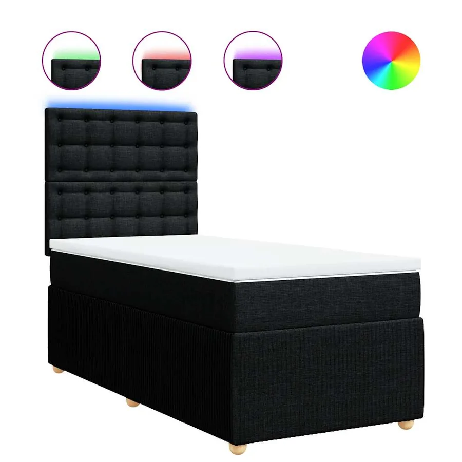 Sommier à lattes de lit avec matelas Noir 90x200 cm Tissu - 2