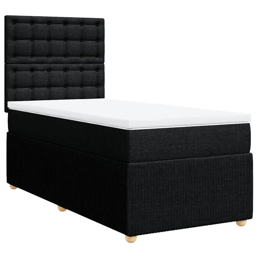 Sommier à lattes de lit avec matelas Noir 90x200 cm Tissu - 3