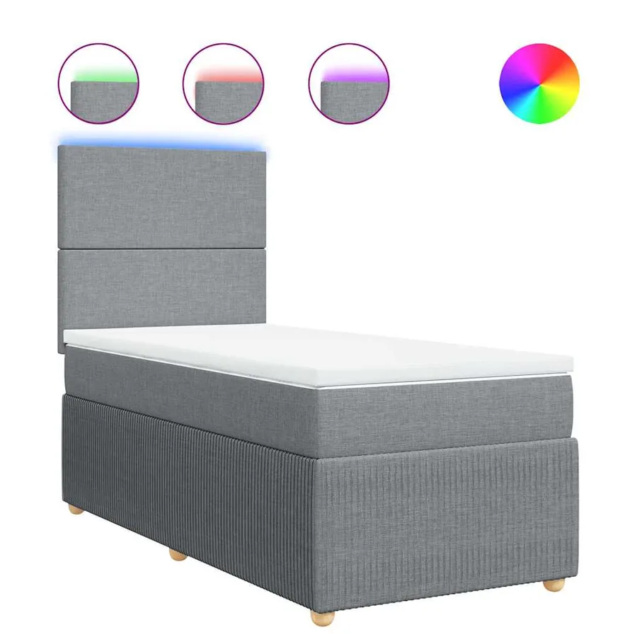 Sommier à lattes de lit avec matelas Gris clair 100x200cm Tissu - 2