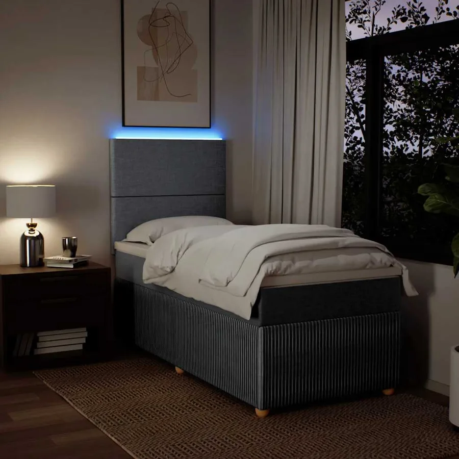 Sommier à lattes de lit avec matelas Gris clair 100x200cm Tissu - 4