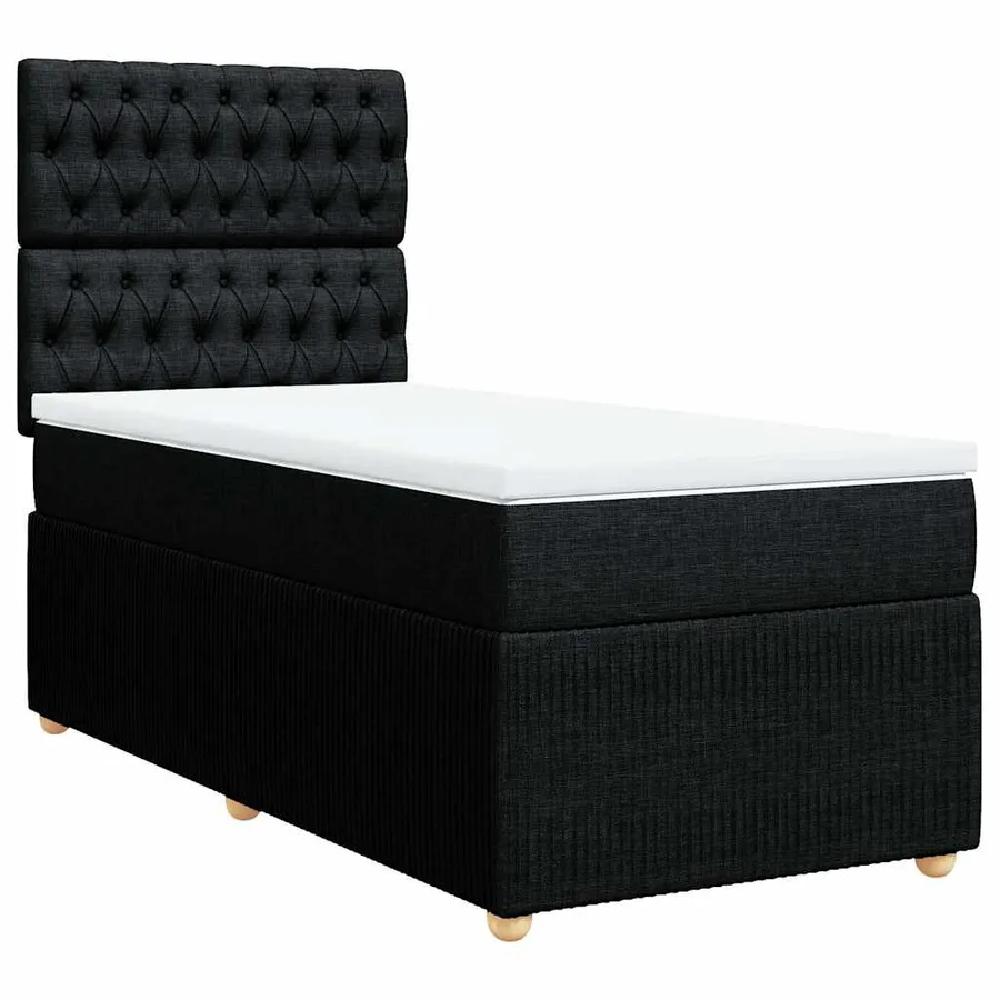 Sommier à lattes de lit avec matelas Noir 90x200 cm Tissu - 3