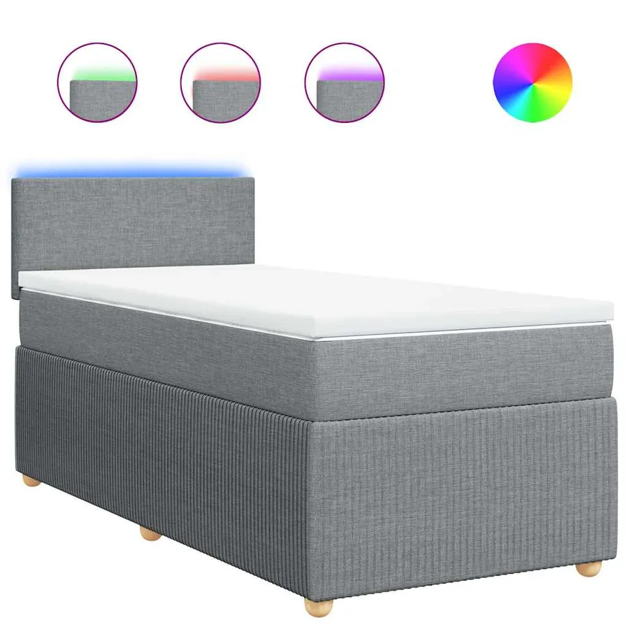 Sommier à lattes de lit avec matelas Gris clair 90x200 cm Tissu - 2