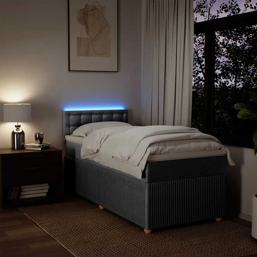 Sommier à lattes de lit avec matelas Gris clair 90x200 cm Tissu - 5