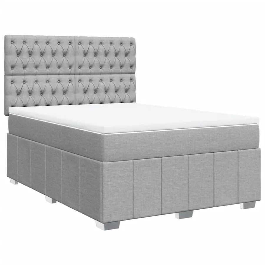 Sommier à lattes de lit avec matelas Gris clair 160x200cm Tissu - 2