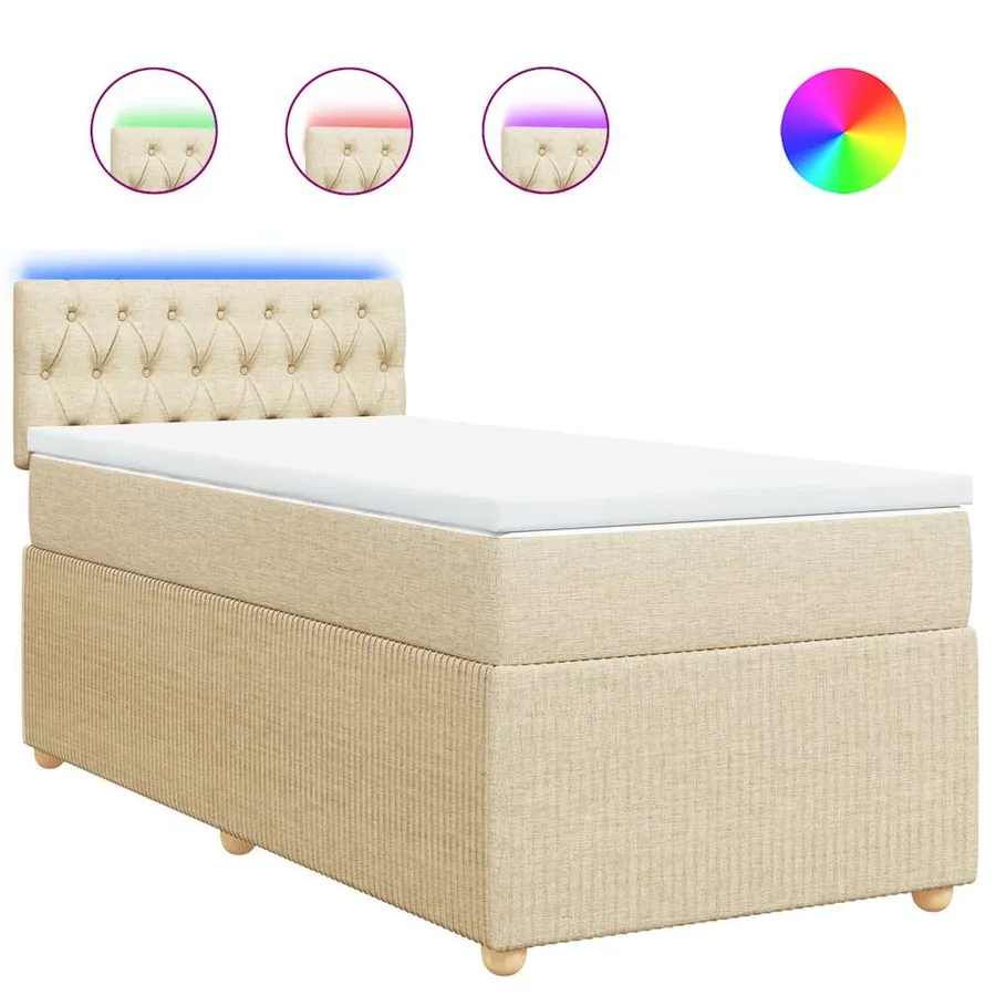 Sommier à lattes de lit avec matelas Crème 90x200 cm Tissu - 2