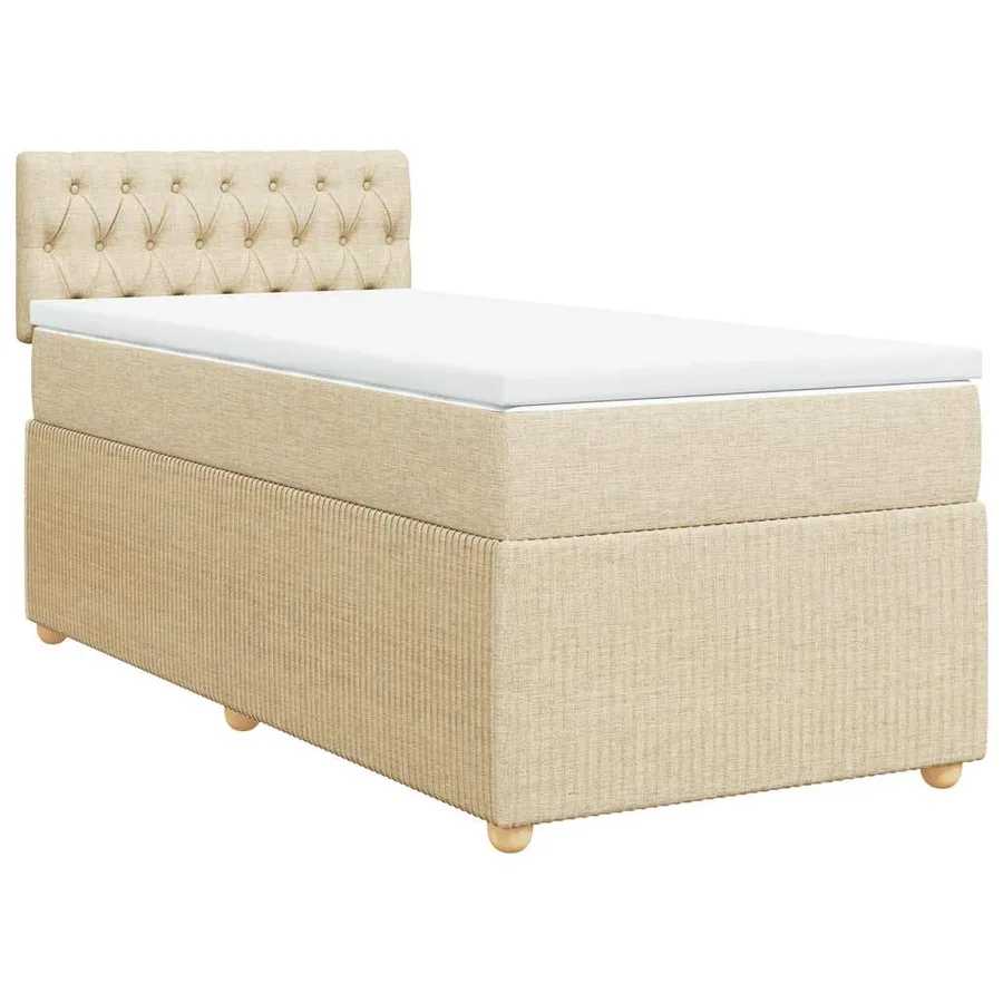 Sommier à lattes de lit avec matelas Crème 90x200 cm Tissu - 3