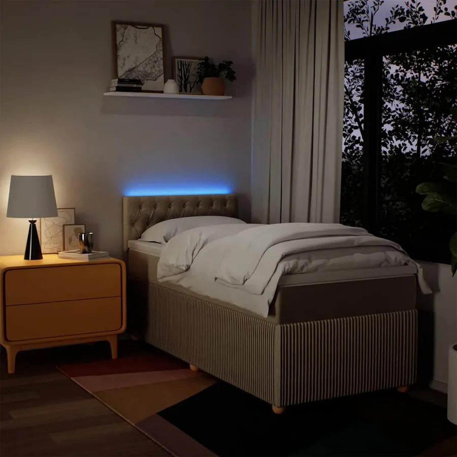 Sommier à lattes de lit avec matelas Crème 90x200 cm Tissu - 5