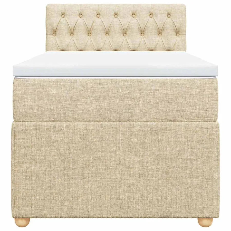 Sommier à lattes de lit avec matelas Crème 90x200 cm Tissu - 6