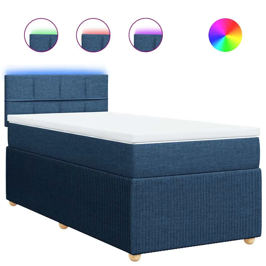 Sommier à lattes de lit avec matelas Bleu 90x200 cm Tissu - 2