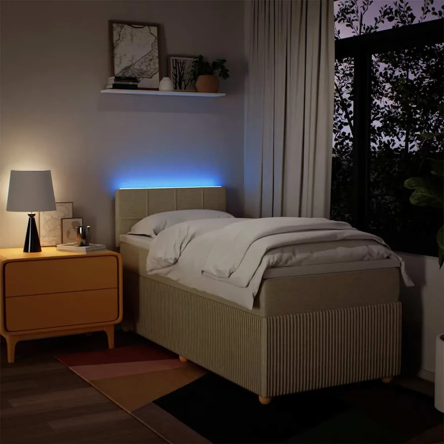 Sommier à lattes de lit avec matelas Crème 100x200 cm Tissu - 5