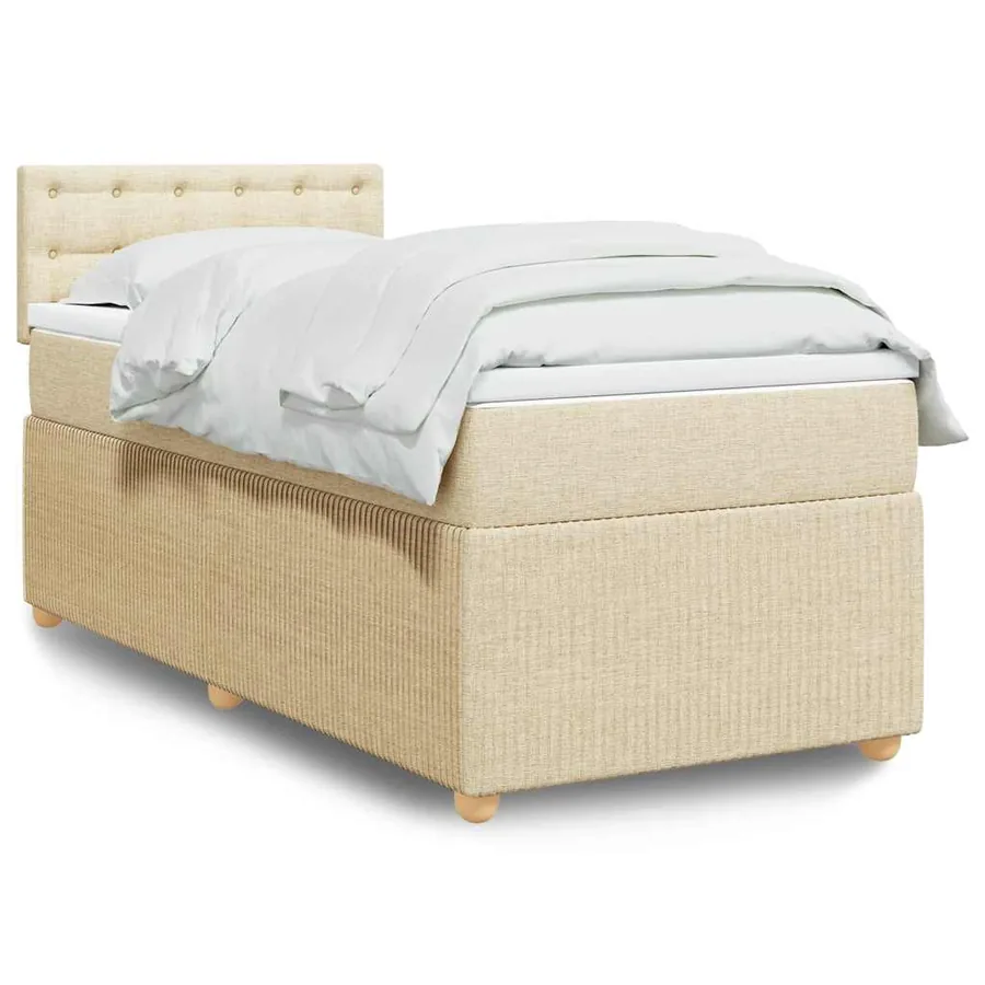 Sommier à lattes de lit avec matelas Crème 90x200 cm Tissu