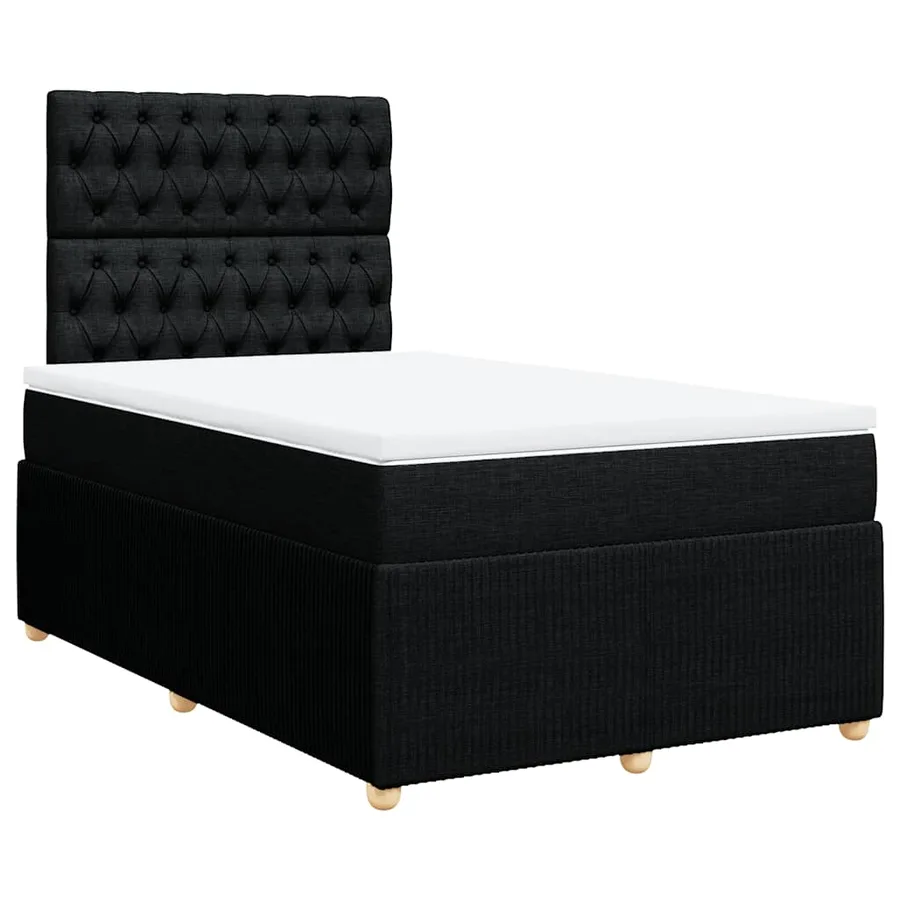 Sommier à lattes de lit avec matelas noir 120x190 cm tissu - 3