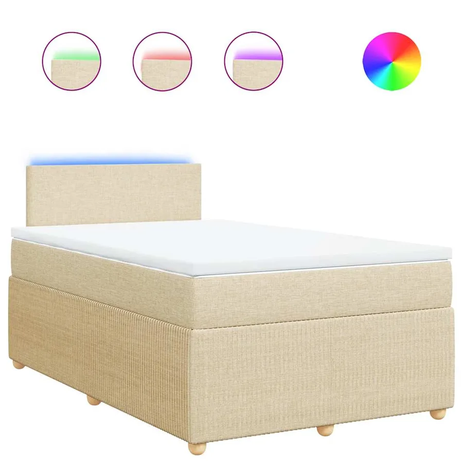 Sommier à lattes de lit avec matelas crème 120x190 cm tissu - 2