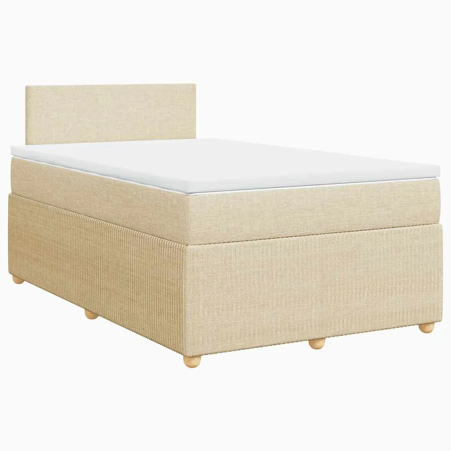 Sommier à lattes de lit avec matelas crème 120x190 cm tissu - 3