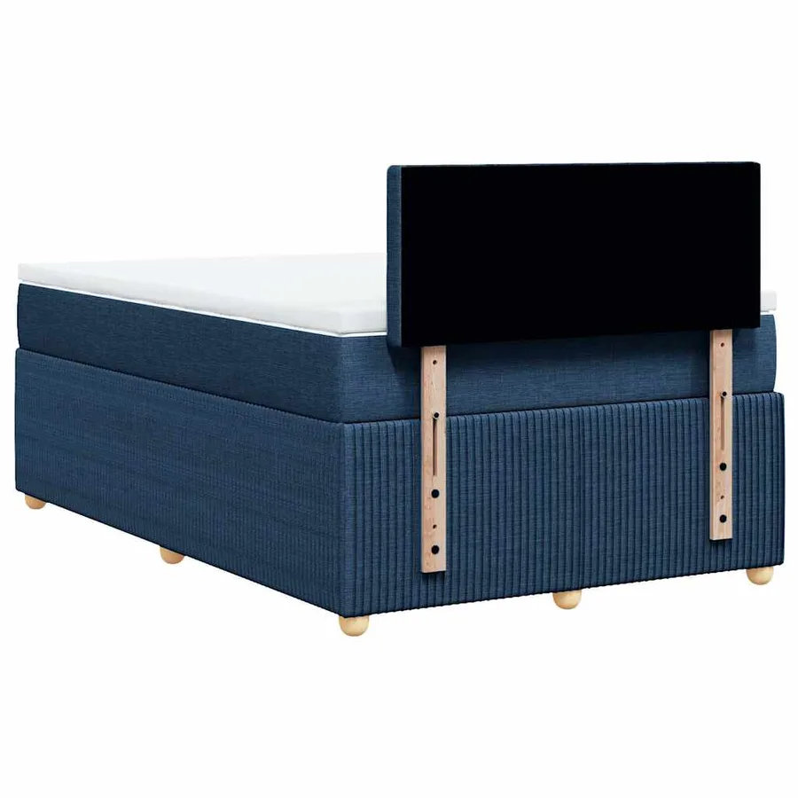 Sommier à lattes de lit avec matelas bleu 120x190 cm tissu - 6