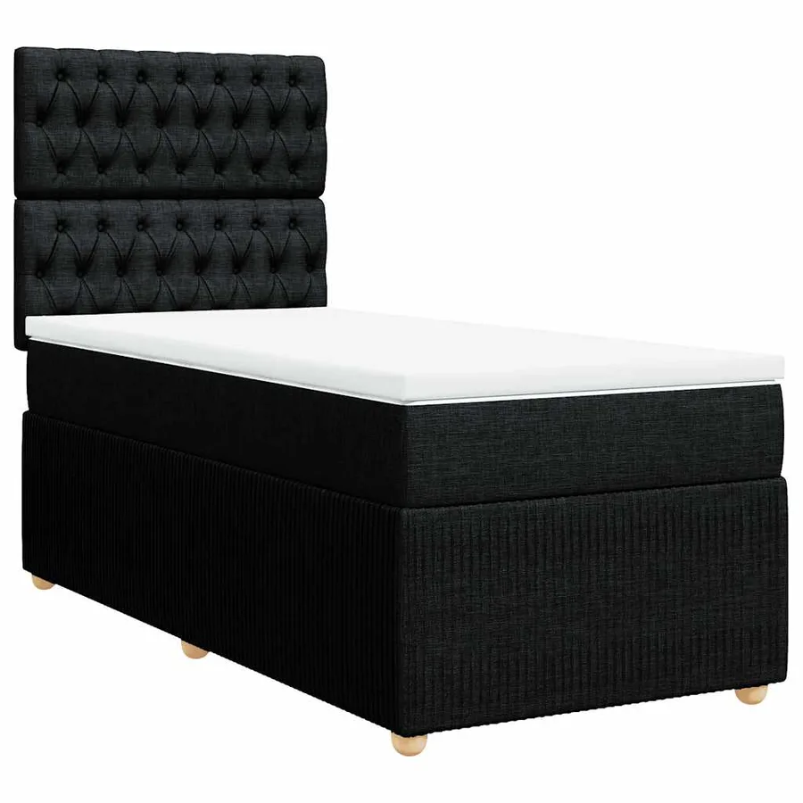 Sommier à lattes de lit avec matelas Noir 100x200 cm Tissu - 3