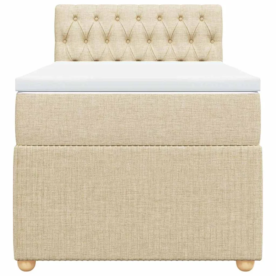 Sommier à lattes de lit avec matelas Crème 100x200 cm Tissu - 6