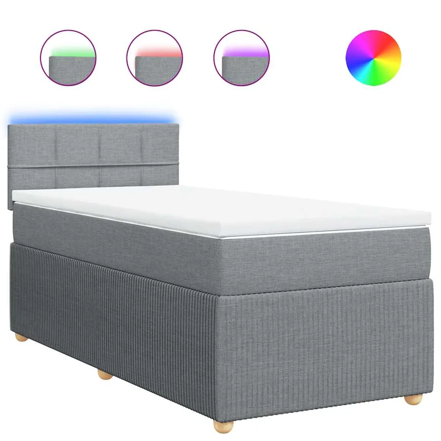 Sommier à lattes de lit avec matelas Gris clair 90x200 cm Tissu - 2