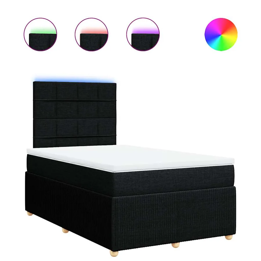 Sommier à lattes de lit avec matelas noir 120x190 cm tissu - 2