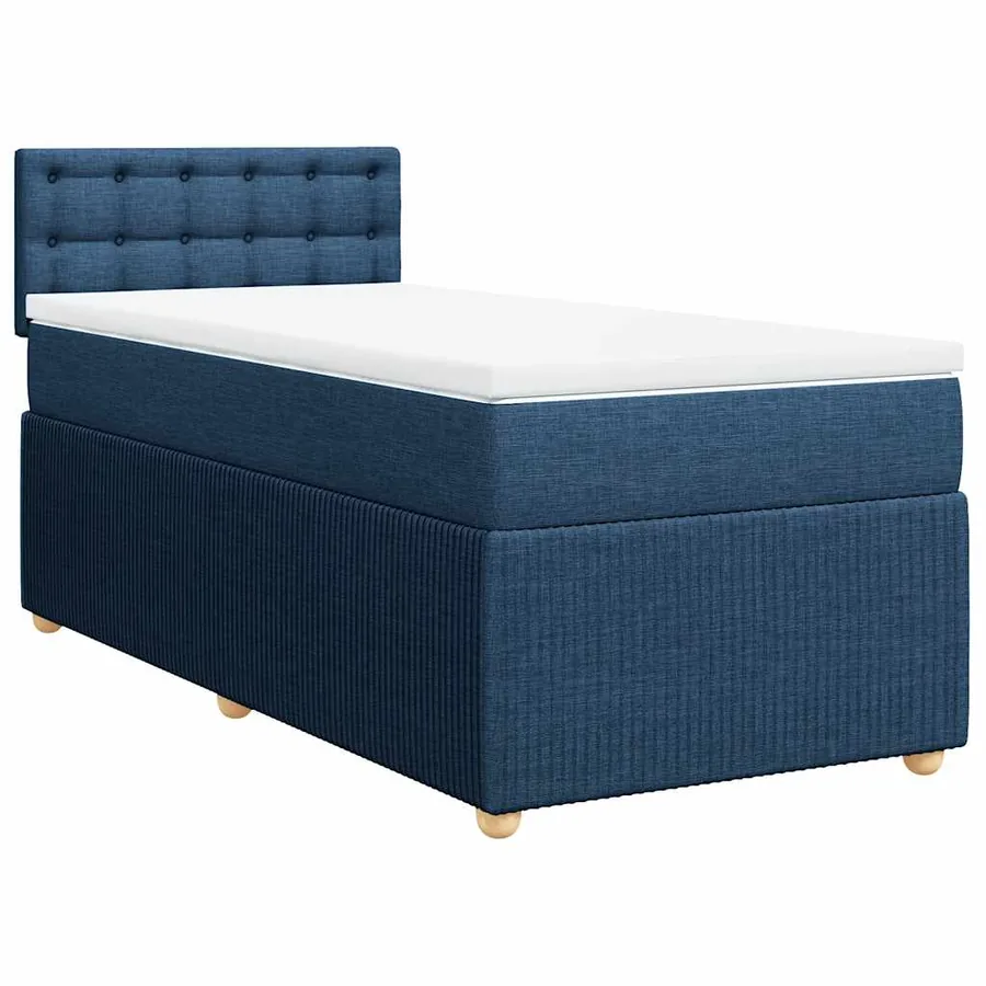 Sommier à lattes de lit avec matelas Bleu 100x200 cm Tissu - 2